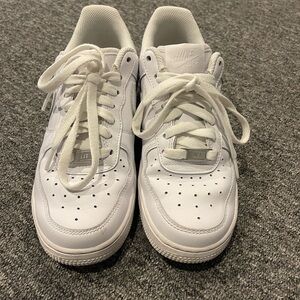 Nike White Sneakers with Leather Material and Traditional Lacing